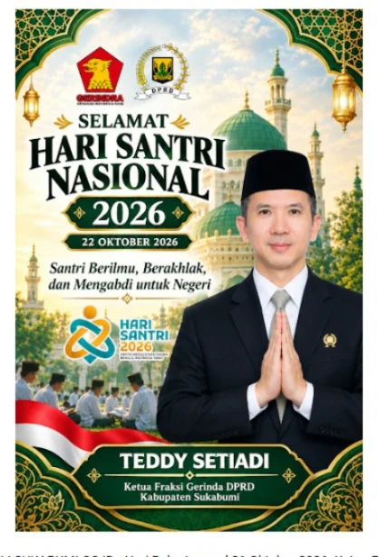 Ketua Fraksi Gerindra Sukabumi Ucapkan Selamat Hari Santri Nasional 2026